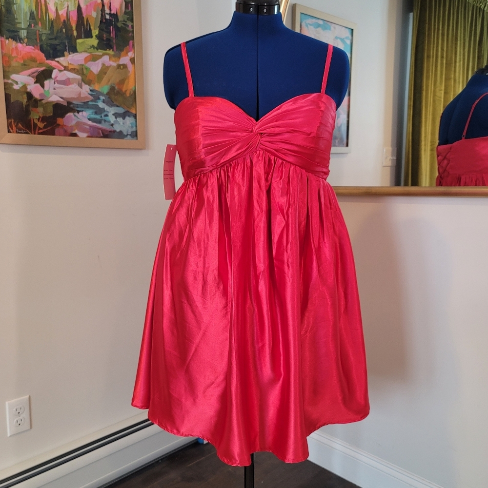 NWT Wear Your Love Vibrant Red Satin Babydoll Dress Corset Back Size XL